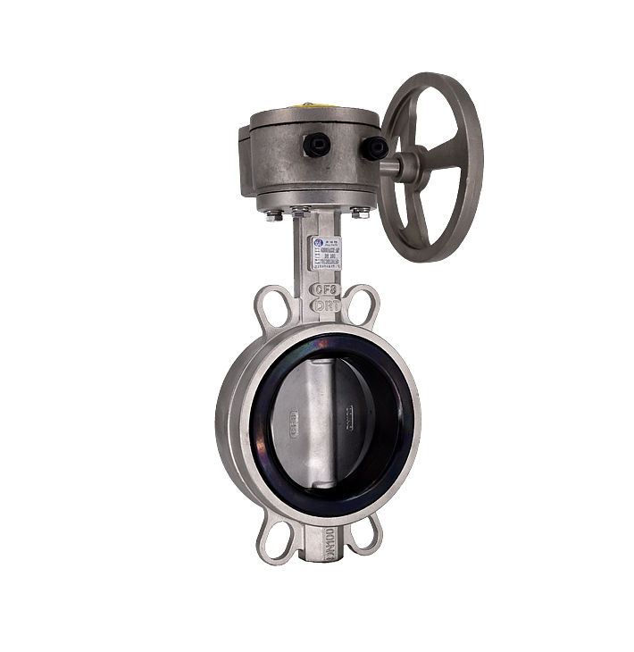 有靠背不銹鋼對(duì)夾式蝸輪蝶閥