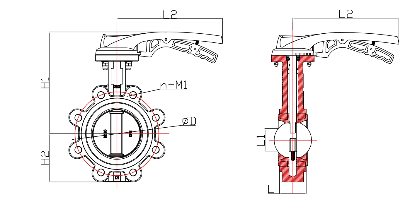 有靠背單夾手柄蝶閥