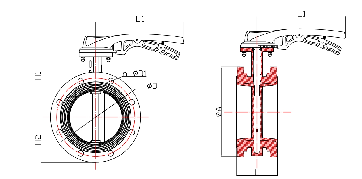 不銹鋼法蘭手柄蝶閥