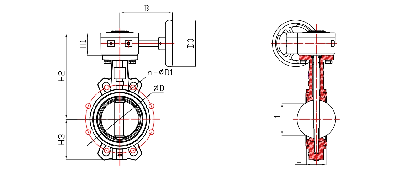 無(wú)靠背對(duì)夾渦輪蝶閥