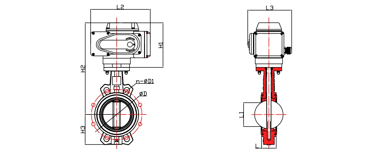 無靠背對夾電動蝶閥