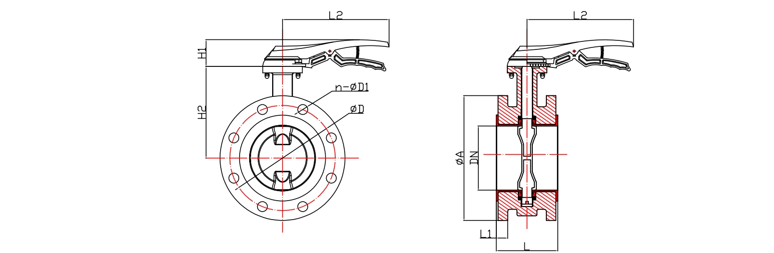 全襯不銹鋼法蘭式手柄蝶閥