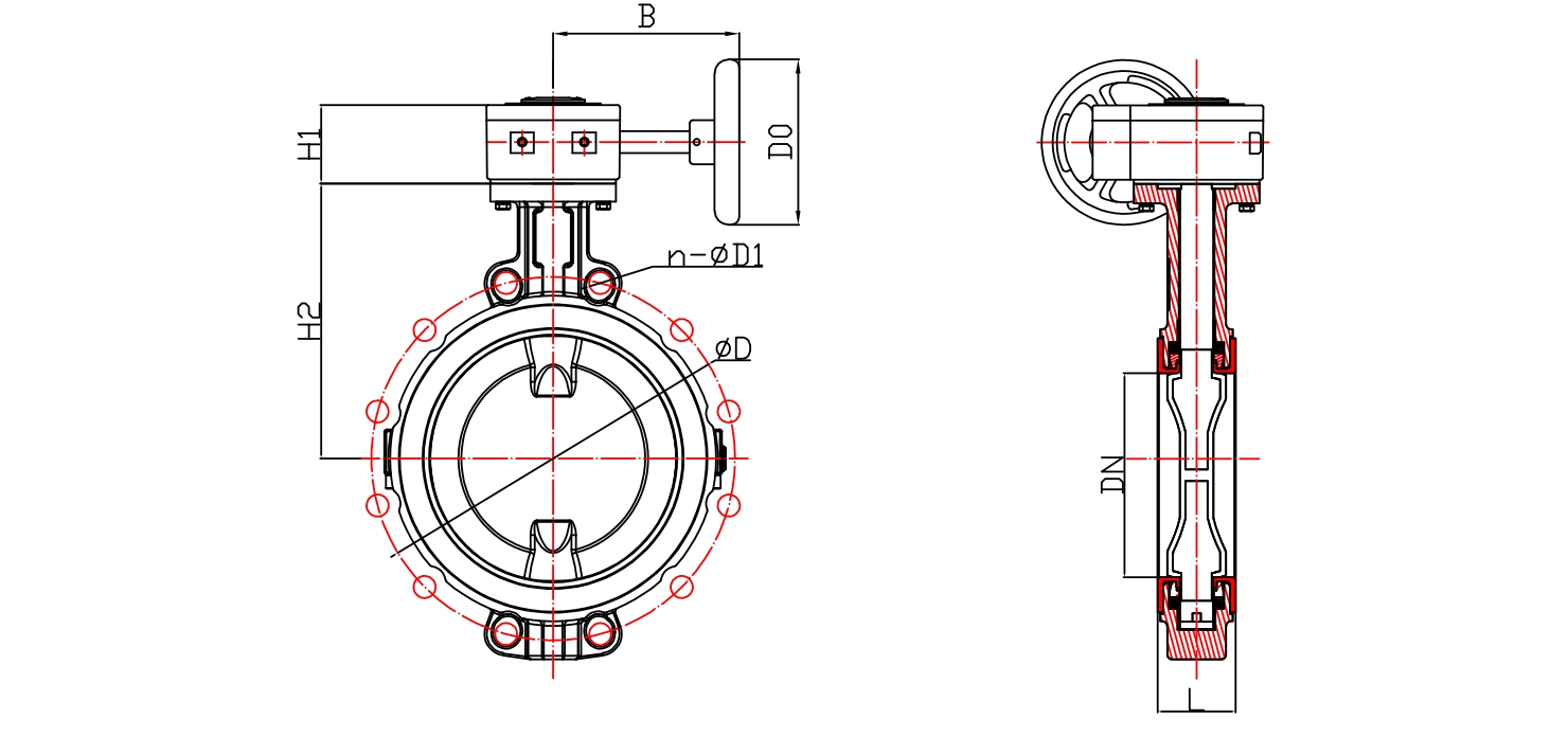 全襯不銹鋼對夾式渦輪蝶閥