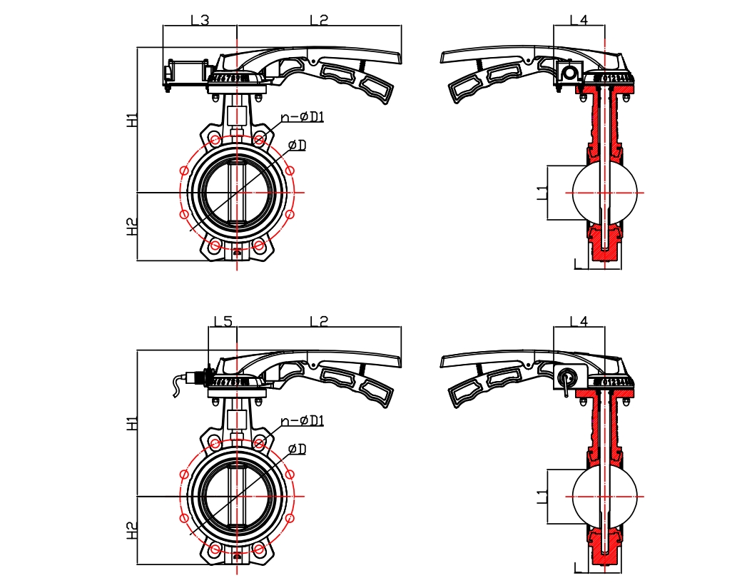 無靠背對夾發(fā)訊手柄蝶閥